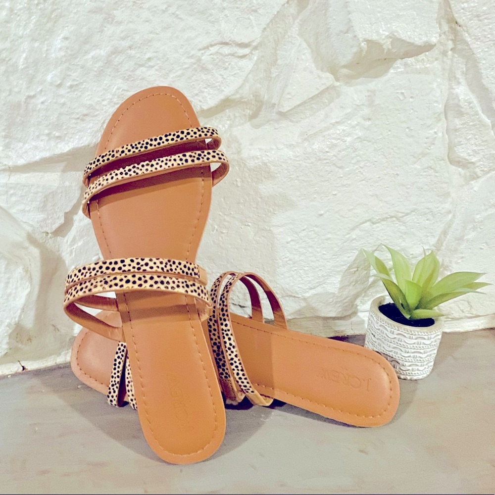 J. Crew Leopard Double Strap Sandal w/ Calf Hair